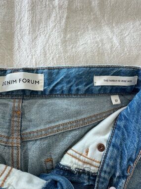 Denim Forum Farrah Hi-Rise Wide Jeans - Light Blue Denim